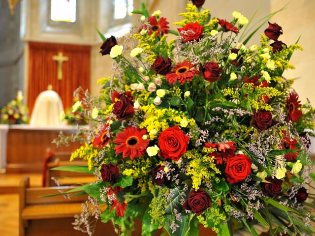 Corpus Christi Carpet of Flowers 2022 at Arundel Cathedral. Pic S Robards SR2206162