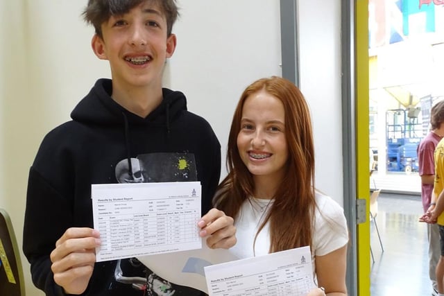 Marcel and Erin with their GCSE results