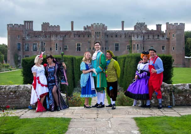 Beauty and Beast cast on location at Herstmonceux Castle (contributed pic)