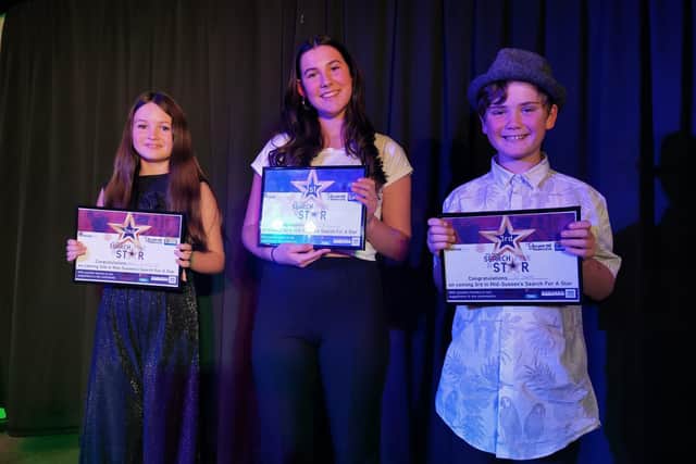 Emily Milton, 15, won first place in Mid Sussex Search for a Star, while Megan Simmons-Tubb, 12, won second; and Joe Barker, 11, came in third