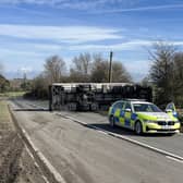 A26 between Beddingham and Newhaven closed both ways due to an overturned HGV