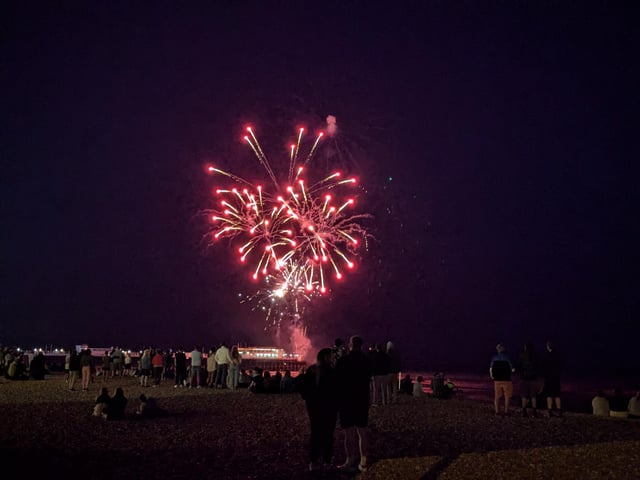Worthing Lions Festival fireworks were launched from the end of Worthing Pier on July 27, 2024, to a crowd of hundreds on the beach and promenade