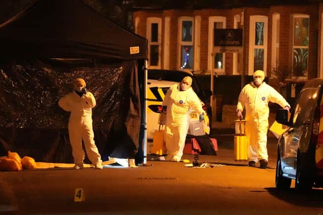 A forensic team at the scene in February. Photo: Sussex News and Pictures