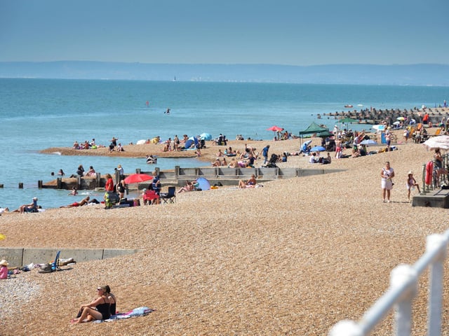 St Leonards seafront pictured during the heatwave on Saturday, August 13