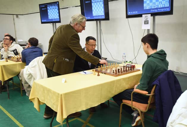 98th Caplin Hastings International Chess Congress on December 28 2024. Dominic Lawson making the first move.