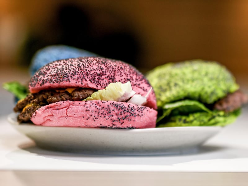 Battle chef's rainbow burgers