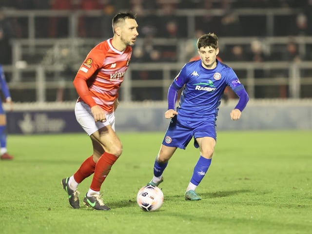 Action from Worthing's 7-2 defeat at Ebbsfleet United in the National League South