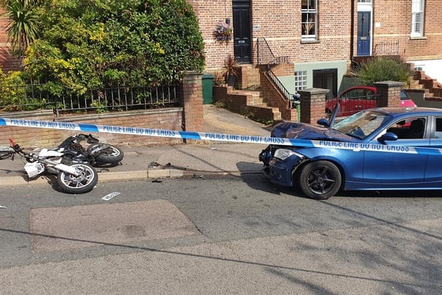 Two men who caused a collision which left two teenagers seriously injured in Hastings have been sentenced.