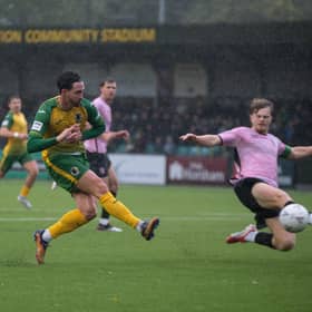 Horsham FC edged out Walton & Hersham 1-0 on a wet and windy afternoon at the Fusion Aviation Community Stadium