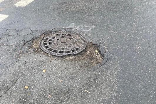 Another pot hole which could cause a serious hazard to cyclists or motorcyclists