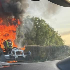 Tractor fire on the A29. Photo: contributed