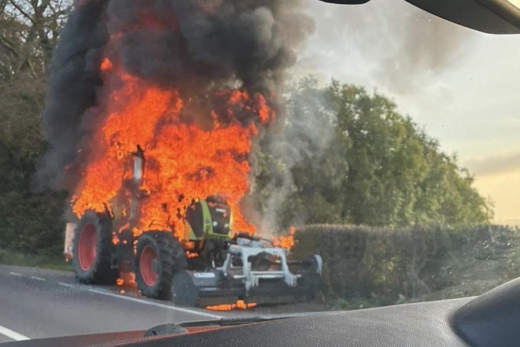 Bury Hill: A29 closed due to tractor fire - 'avoid the area'