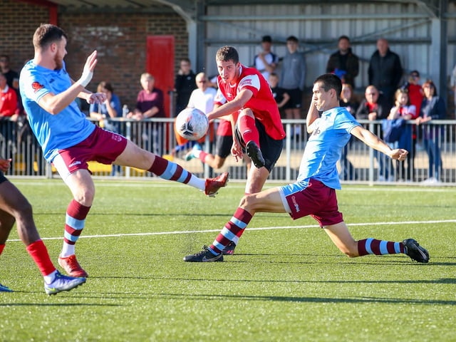 Action from Eastbourne Borough v Weymouth in the National League South:Eastbourne Borough v Weymouth
