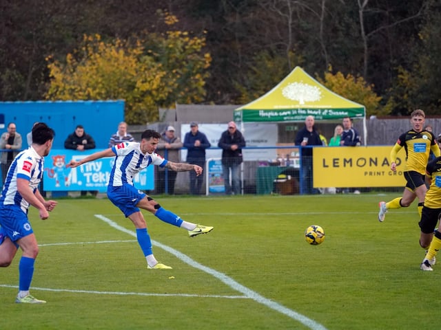 Match action from Saturday's drawn West Sussex derby between Haywards Heath Town and Chichester City in the Isthmian South East