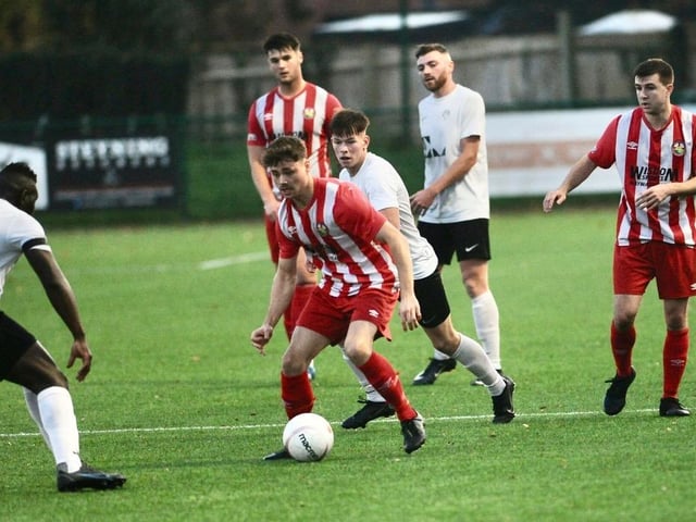 Action from Steyning Town v Eastbourne United. Picture by Stephen Goodger