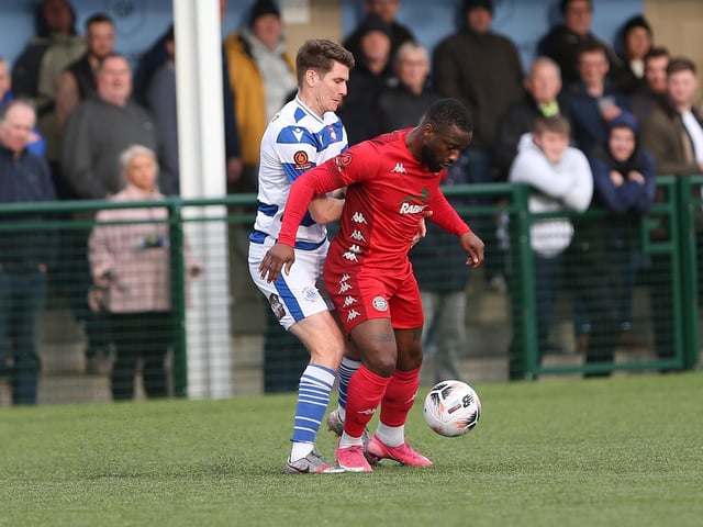 Action from Worthing FC's defeat at Oxford City in National League South