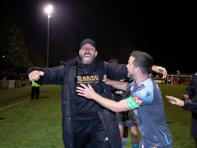 Jamie Crellin’s Three Bridges came from a goal down to beat Sittingbourne in their semi-final in Kent – to earn a place in Friday night’s final where they face Chichester City.
