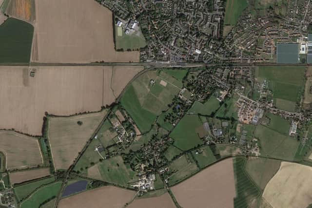 BN/147/22/RES: Land South of Barnham Station, Barnham. Approval of reserved matters following BN/142/20/OUT for 200 dwellings respect of appearance, landscaping, layout and scale. This application may affect the setting of listed buildings, may affect the Church Lane, Barnham Conservation Area & affects a Public Right of Way. (Photo: Google Maps)