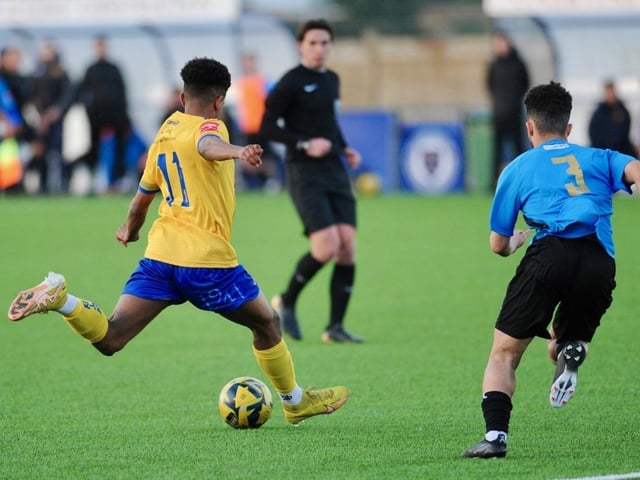 Action from Lancing's 3-1 win over Sevenoaks in the Isthmian south east division