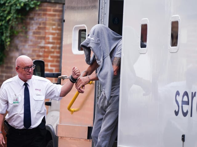 Derek Martin arriving at Lewes Crown Court