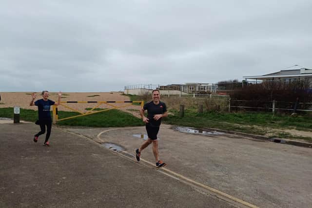 Lynn and Chris Allen on final approaches to raise funds for Blind Veterans UK, Rustington
