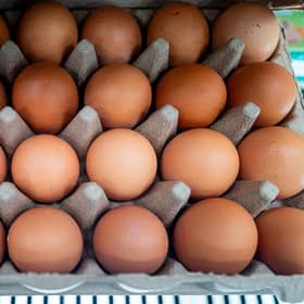 A number of eggs, supplied by a company based in Kyiv named Yasensvit Ltd and baring the product code 3UA1012066, have tested positive for Salmonella. Photo illustration by Brandon Bell/Getty Images