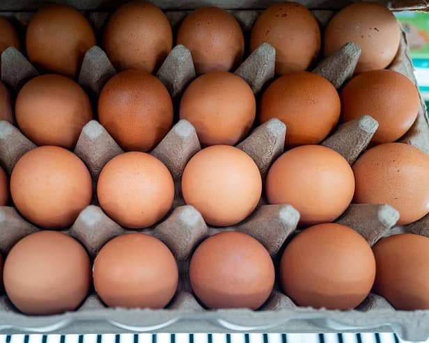 A number of eggs, supplied by a company based in Kyiv named Yasensvit Ltd and baring the product code 3UA1012066, have tested positive for Salmonella. Photo illustration by Brandon Bell/Getty Images