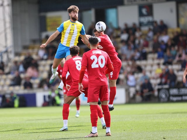Action from Worthing's 3-0 win at Torquay United which put them top of National League South