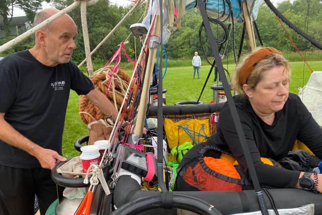 Mike and Deborah Scholes from Burgess Hill set off of the crossing from Sussex, New Brunswick, Canada, on Thursday, July 20. Photo: Transatlantic Balloon Team