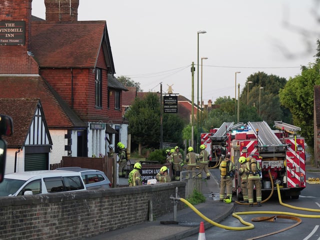 West Sussex Fire and Rescue Service reported at 6.20am that it was ‘dealing with a fire’ at The Windmill Inn, Mill Lane in Rustington.