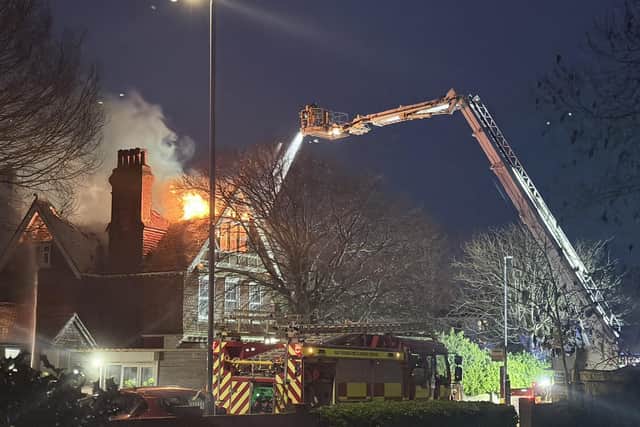 The scene of the fire in Eastbourne. PIcture: Dan Jessup