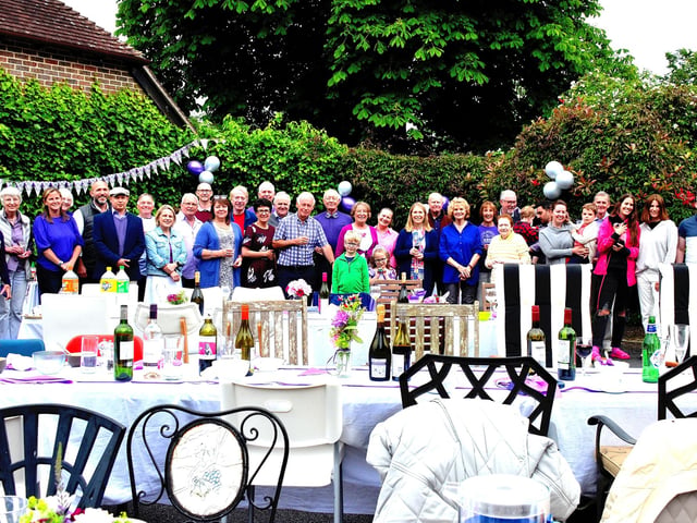 Revellers in The Droveway, Haywards Heath, celebrating Her Majesty the Queen's Platinum Jubilee Event on Sunday, June 5