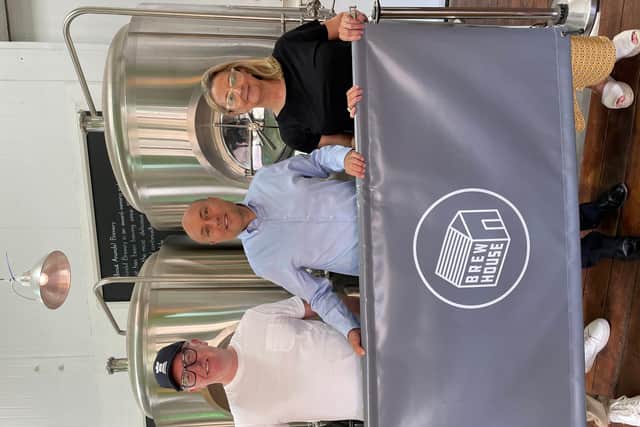 MP Andrew Griffith is given a tour at The Arundel Brewhouse Project by owners Stuart and Samantha Walker
