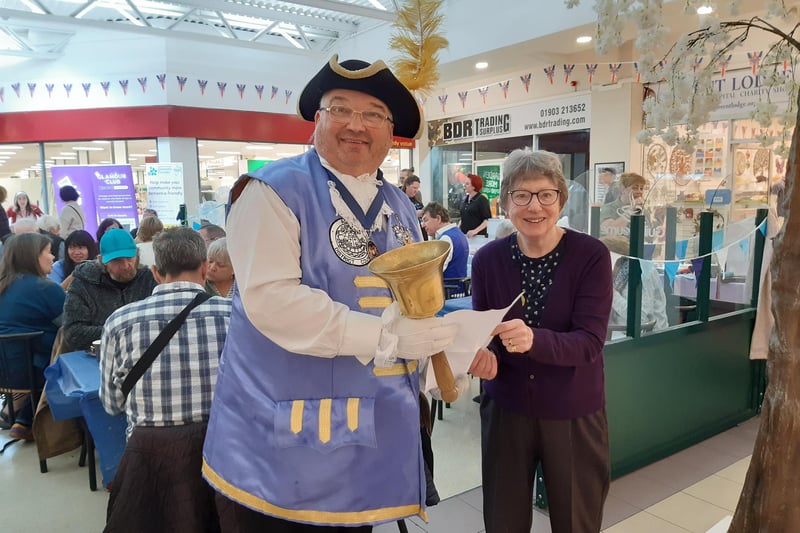 Town crier Bob Smytherman with Connie Apps, who wrote a poem especially for the occasion