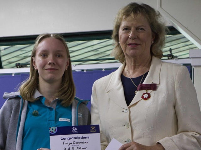 Freya Carpenter, Duke of Edinburgh Silver Award with Mrs Caroline Nicholls, DL the Deputy Lieutenant