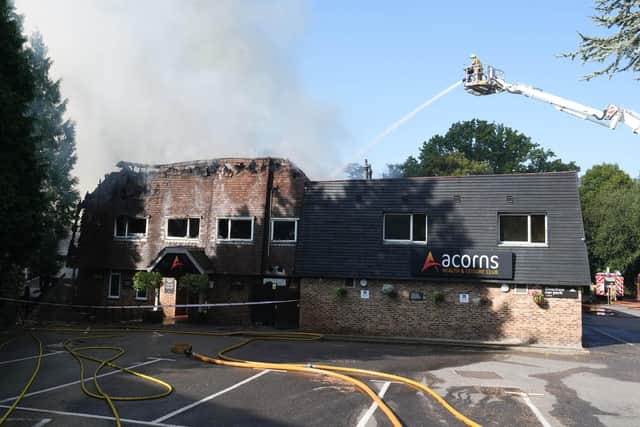 West Sussex Fire & Rescue Service said 100 firefighters attended a blaze at Acorns Health and Leisure in Copthorne on Sunday, August 7