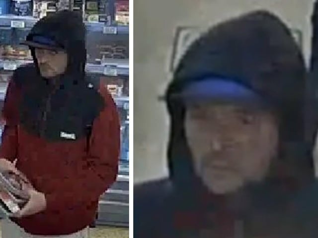 Sussex Police are working to identify the man in the images following a report of a robbery at the Co-op in Langley Parade