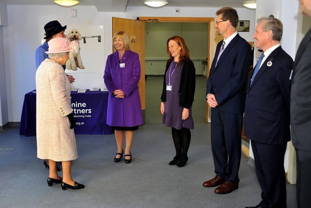The Queen visited Canine Partners, Mill Lane, Heyshott, Midhurst. Pic Steve Robards SR1728965