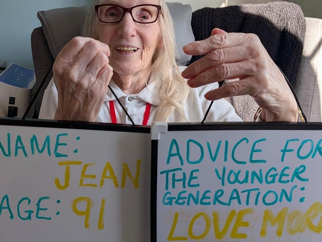 'Love more' is the simple advice from 91-year-old Jean