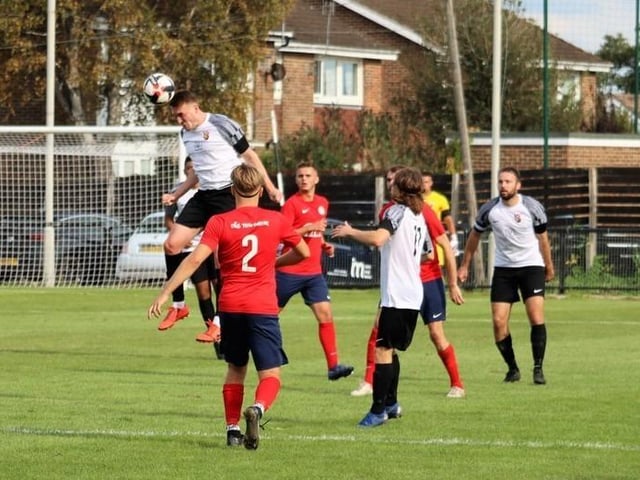 Action from Pagham v Eastbourne United in the FA Vase