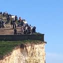 A large crowd of people close to the cliff edge at Birling Gap on Easter Saturday. Photo contributed by Tim Dow