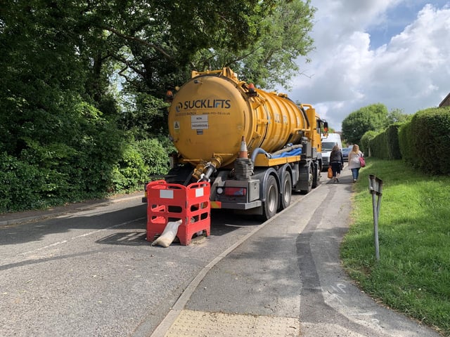 Southern Water working at Old Roar Gill after a sewage discharge there. Photo shows Chyllside Drive.