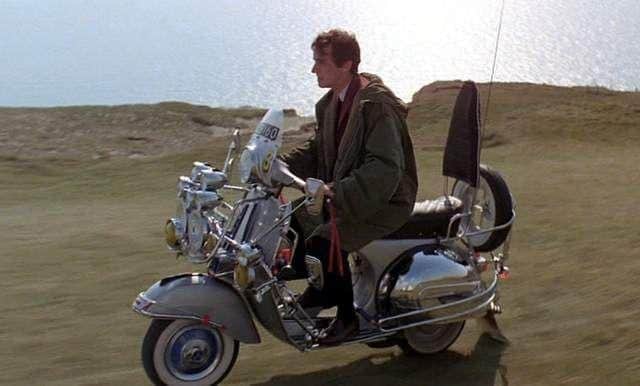 Phil Daniels' character, Jimmy, rides his iconic scooter from London to Brighton in search of teenage thrills.