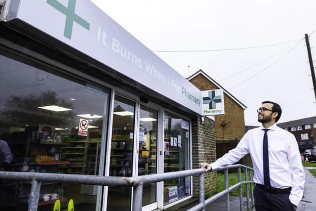 Ringmer Pharmacy in Lewes has changed its name to ‘It Burns When I Pee Pharmacy’ as part of a new NHS campaign. Lead Pharmacist Brijesh Thaker. Photo: Ciaran McCrickard / PA Media Assignments