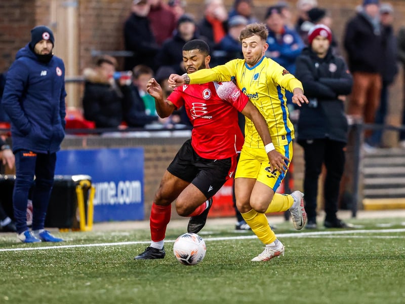 Action from Eastbourne Borough v Taunton Town at Priory Lane in National League South