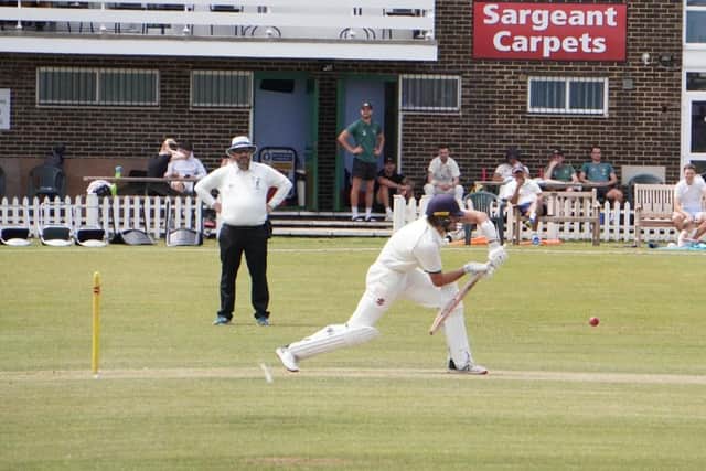 Lachlan Walsh at the crease in Bognor's win over Middleton | Picture from Bognor CC