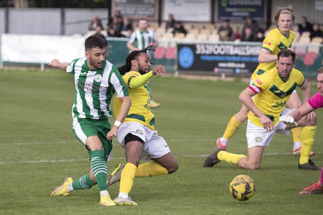 Action from Chichester City's win over Ashford United at Oaklands Park | Picture: Neil Holmes