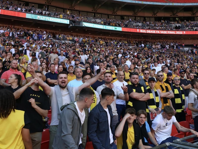Littlehampton Town fans and players at Wembley for the FA Vase final