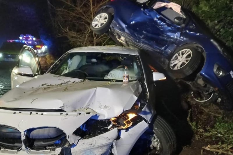 A photographer has sent in photos of two wrecked cars in Storrington