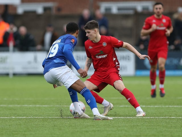 Action from Worthing and St Albans' nine-goal thriller in the National League South at Woodside Road